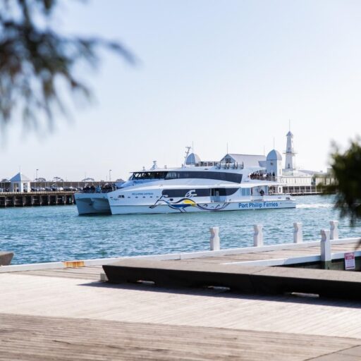 Port Phillip Ferries docking in Geelong Waterfront in close proximity to Black Sheep Restaurant & Bar